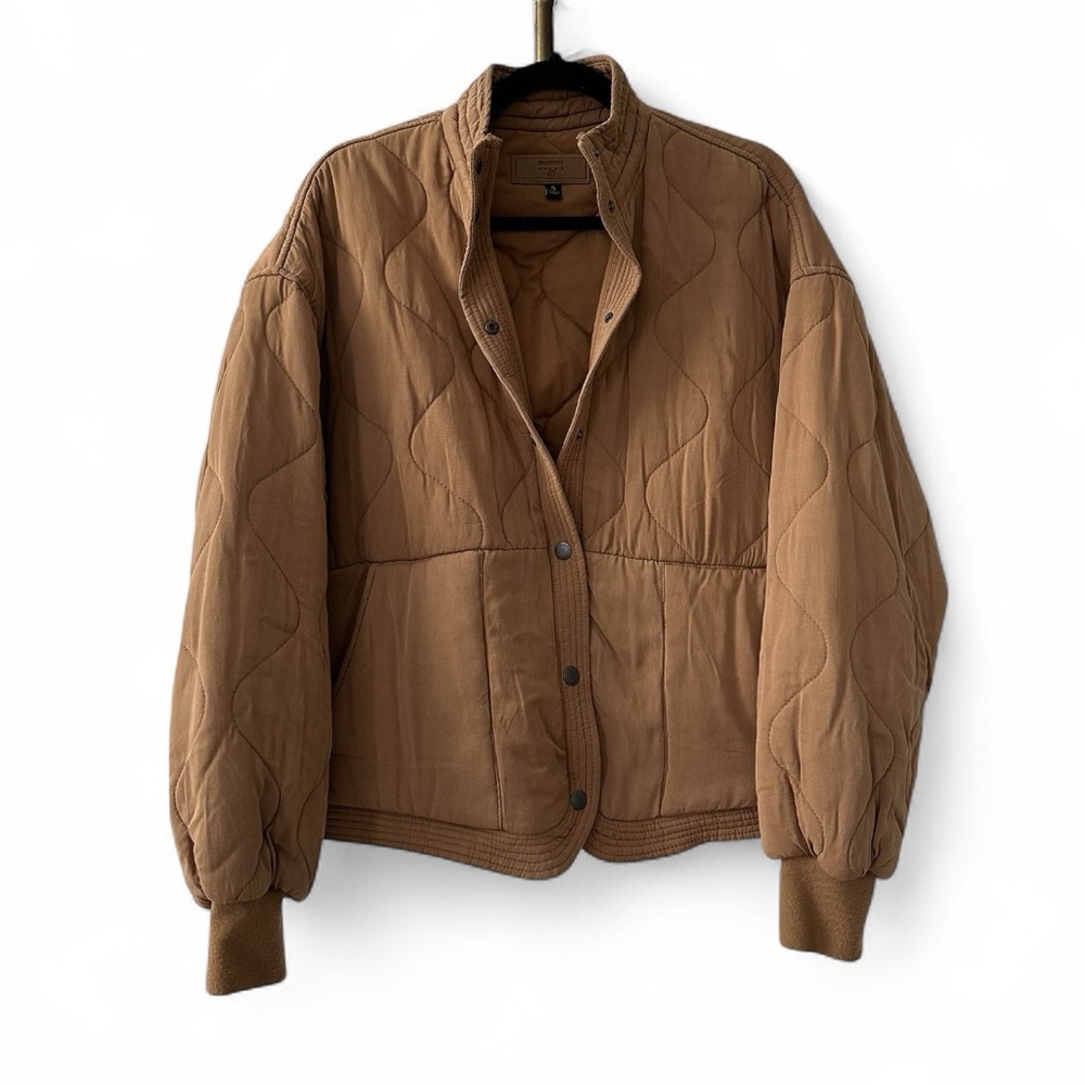 Blank NYC Quilted Puffer Jacket in Camel Brown